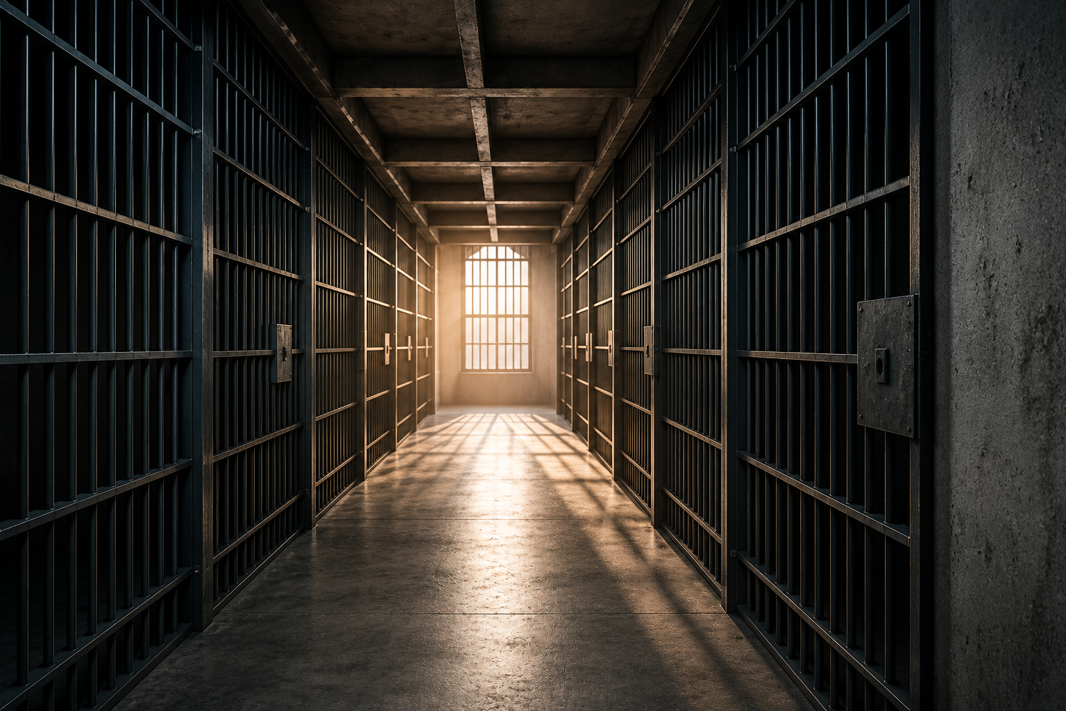 Corredor de carceragem vazio